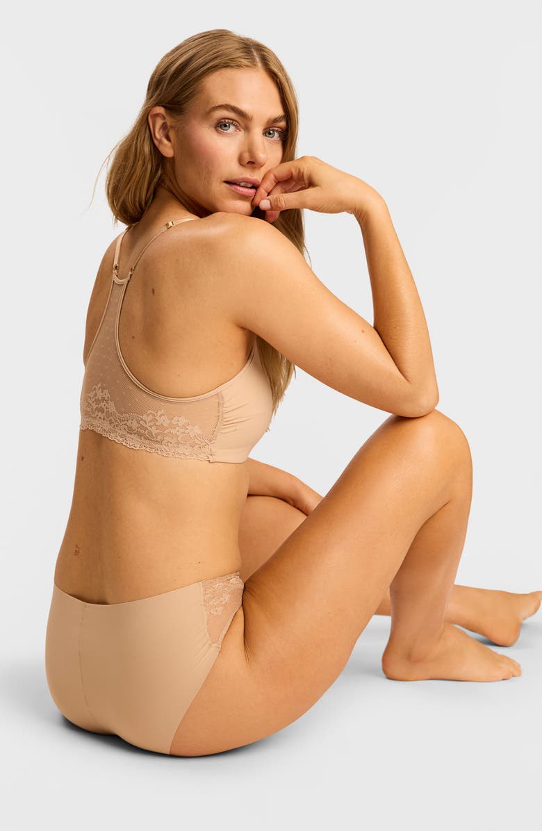 Commando Double Take Racerback Microfiber & Lace Bra, Alternate, color, Beige