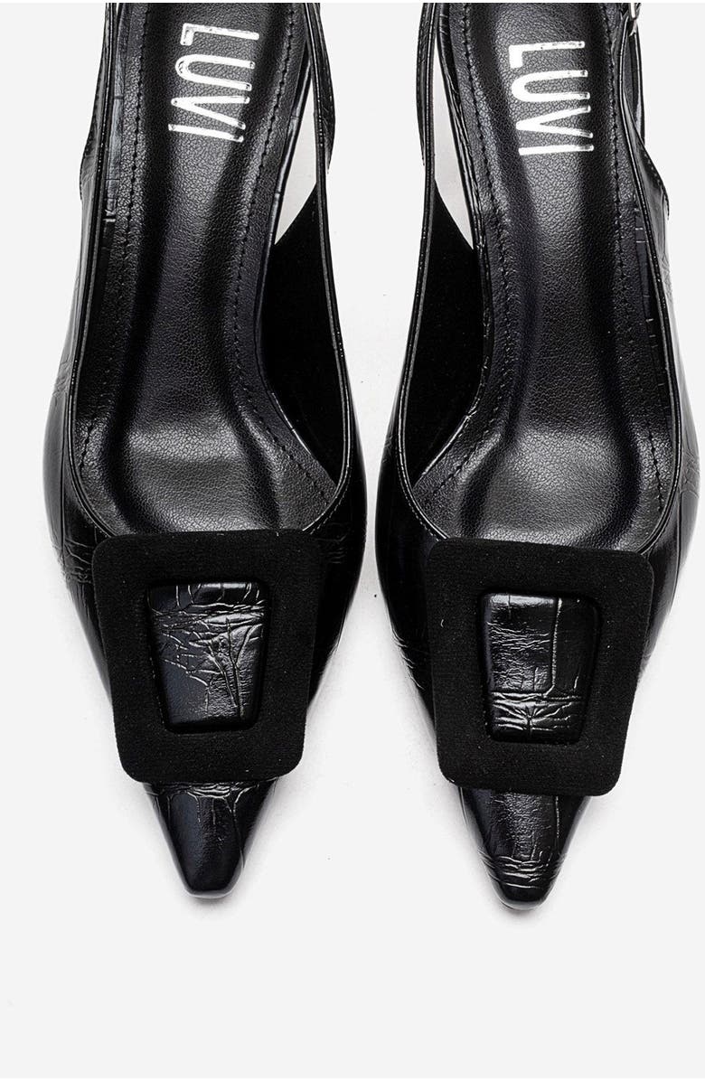 Prologue Shoes Dublin Buckle Stiletto Pump, Alternate, color, Black Print