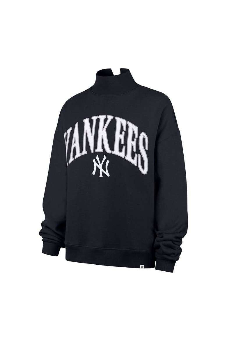 Women's '47 Navy New York Yankees Oversized Vantage Mock Neck Sweatshirt, Alternate, color, Navy