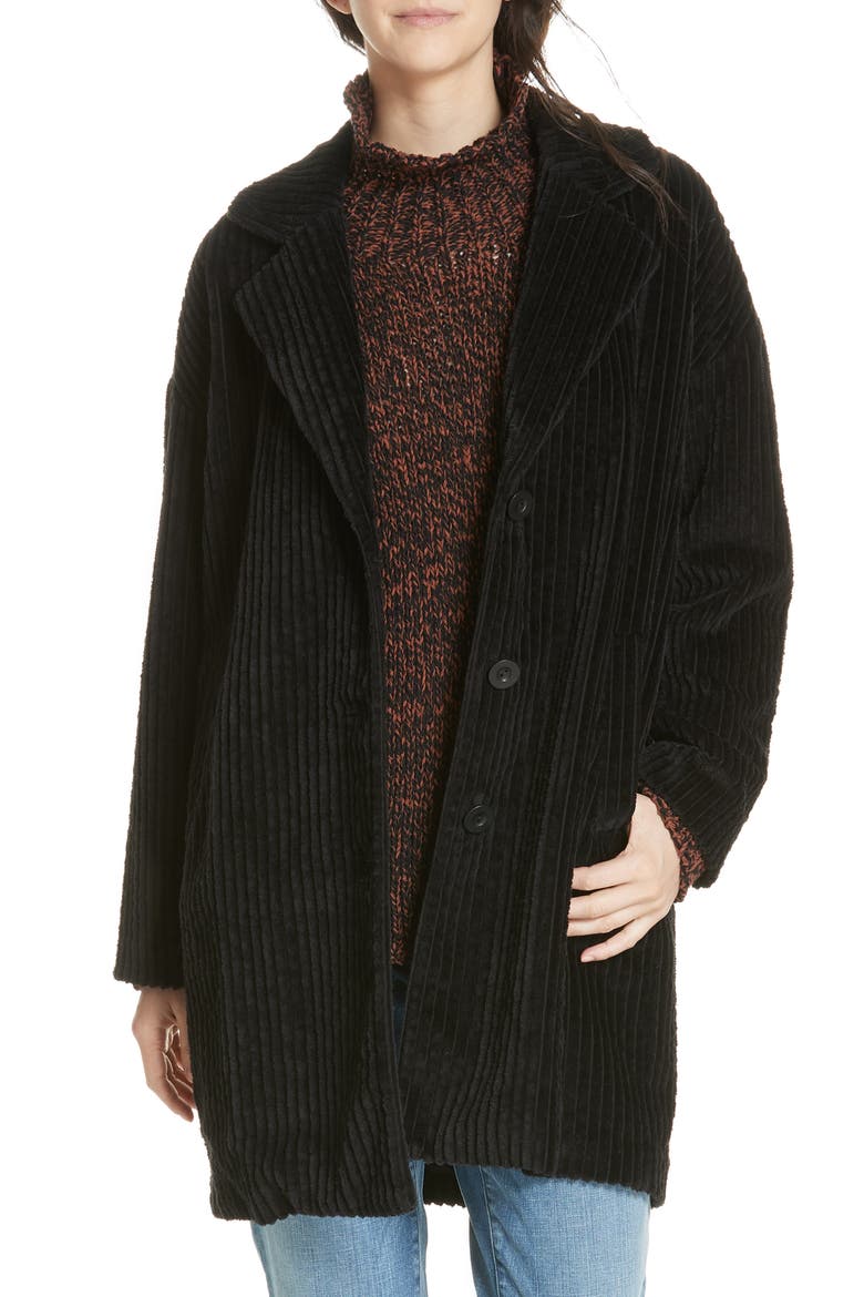 Organic Cotton Corduroy Coat, Main, color, BLACK
