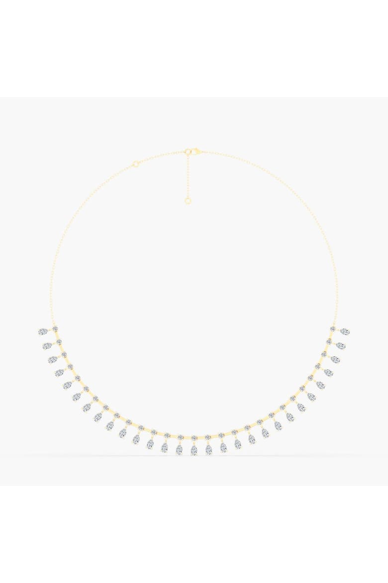 Pear Shape Orbit Half Tennis Lab Diamond Necklace in 14K, Main, color, Yellow Gold
