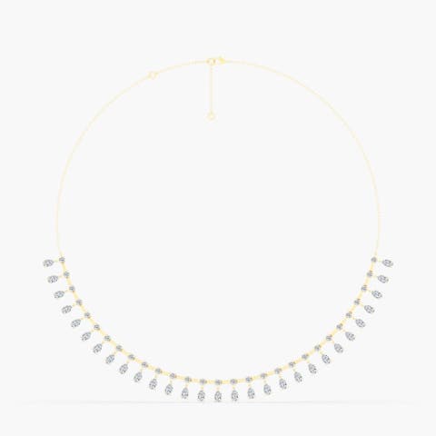 Pear Shape Orbit Half Tennis Lab Diamond Necklace in 14K