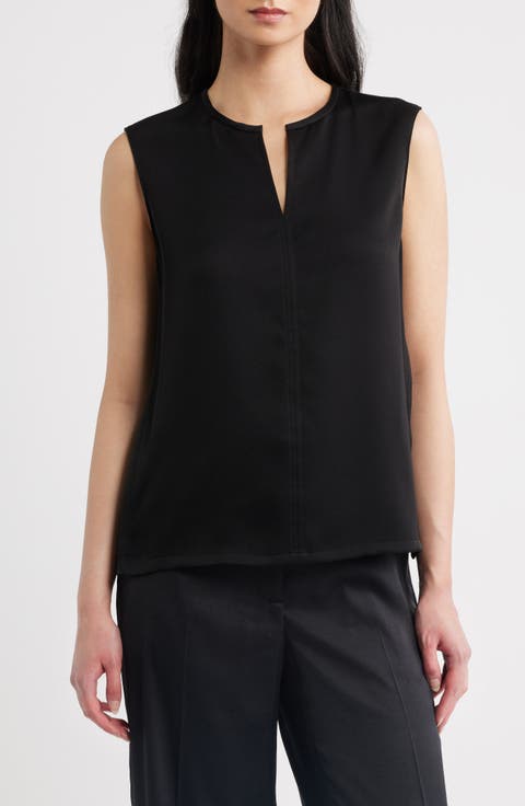 Split Neck Satin Tank