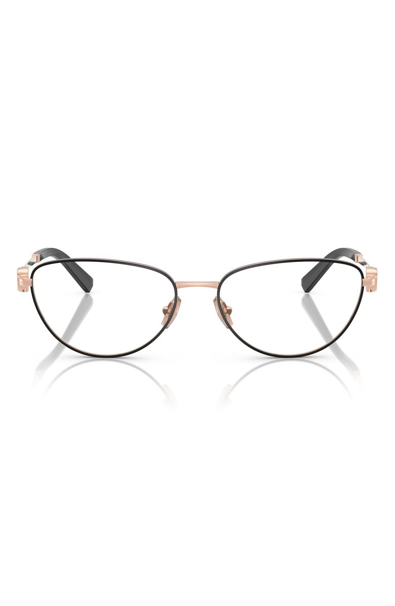Tiffany & Co. 54mm Oval Optical Glasses, Main, color, Rose Gold Blk