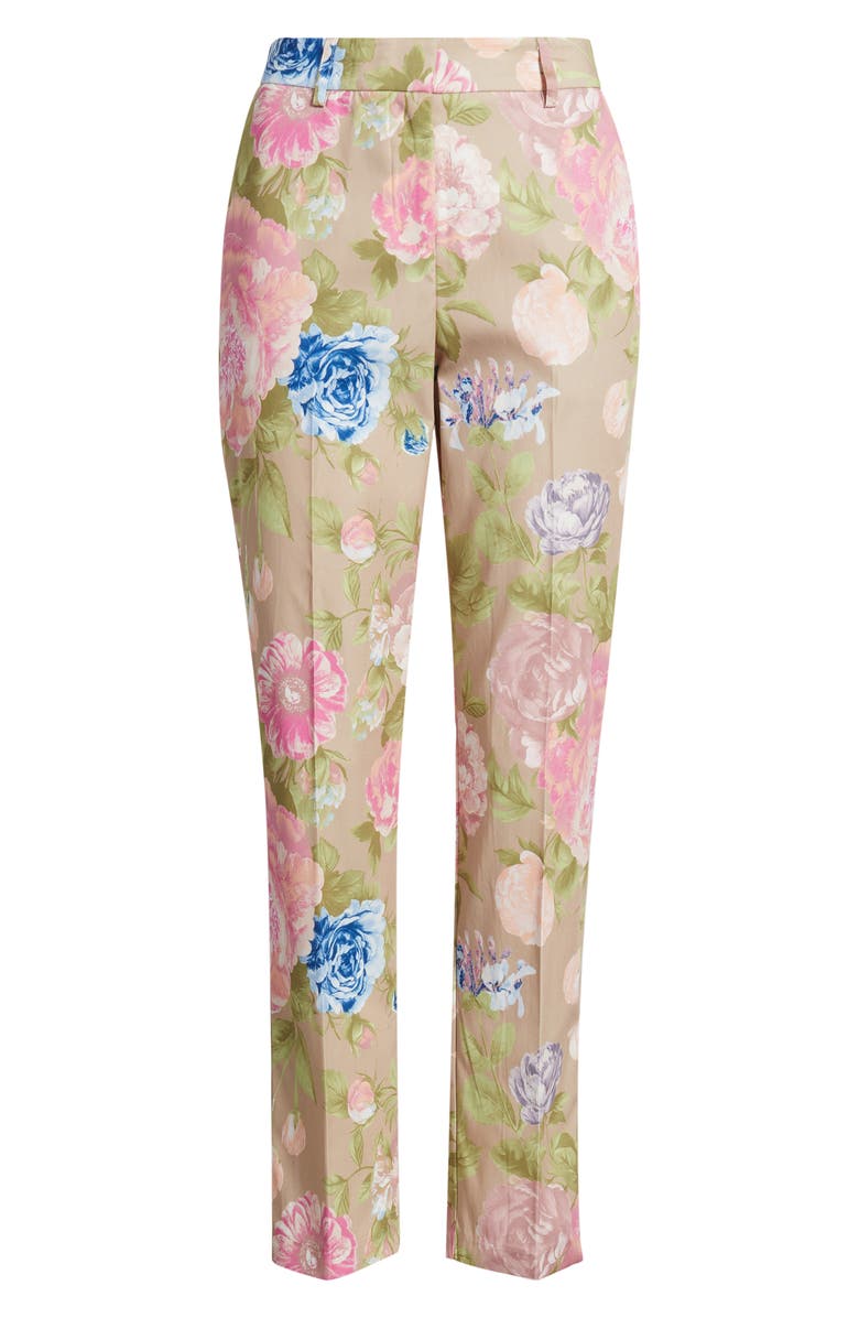Tahari ASL Floral Print Pants, Main, color, Taupe Multi