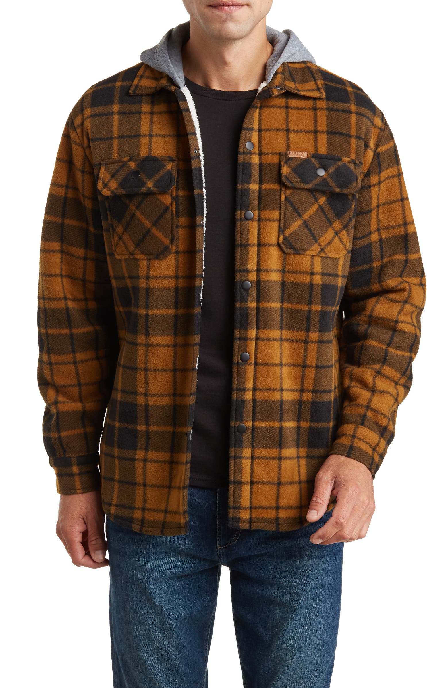 MATIX Plaid Polar Fleece Faux Shearling Lined Shirt Jacket | Nordstromrack