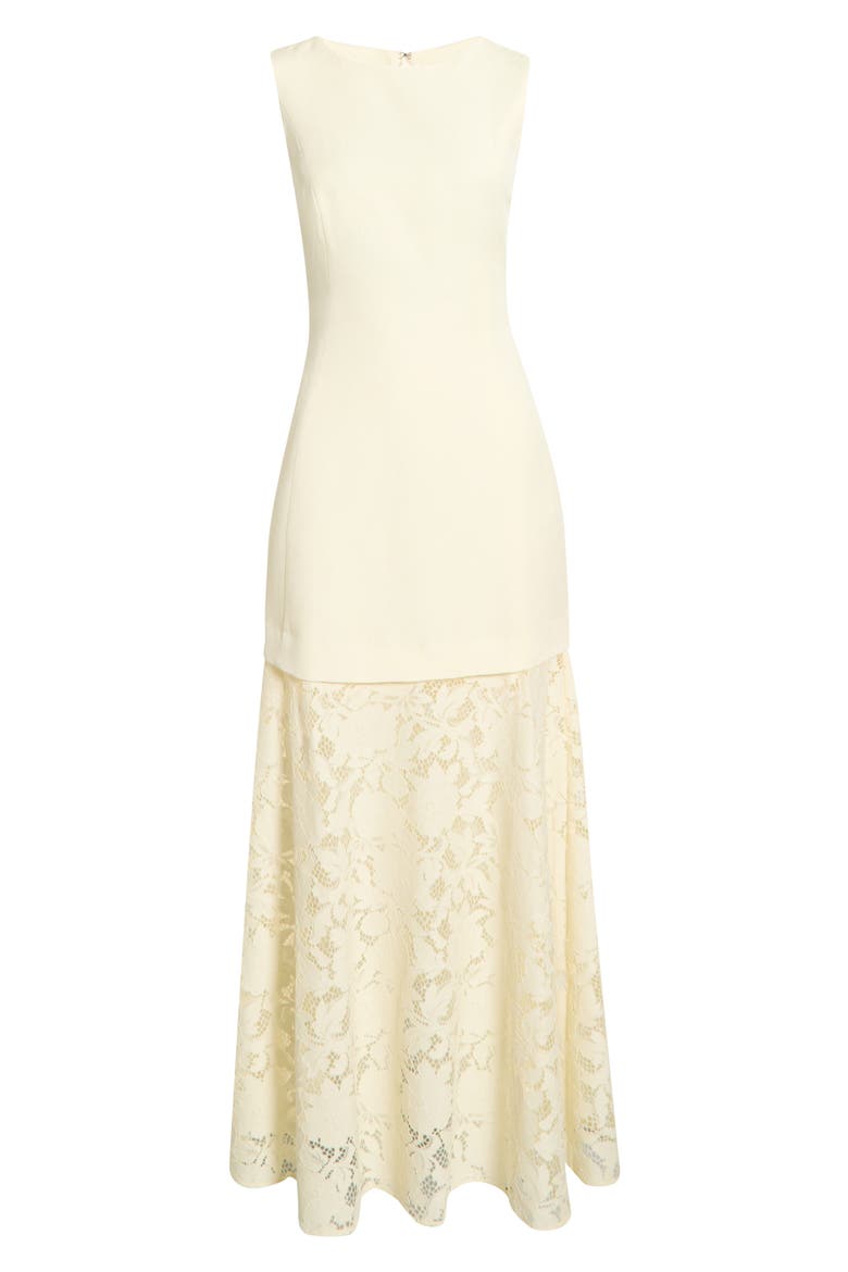 Joan Mixed Media Lace Midi Dress, Alternate, color, BUTTERCREAM