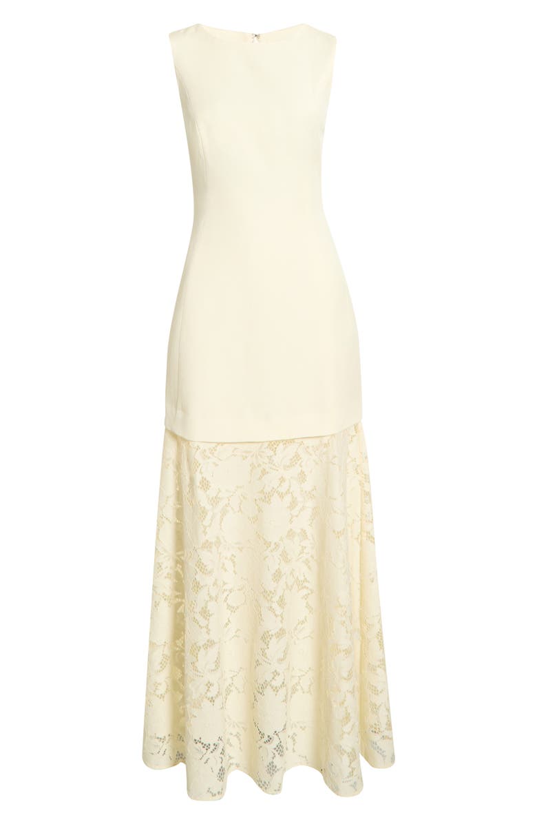 Ever New Joan Mixed Media Lace Midi Dress, Main, color, Buttercream