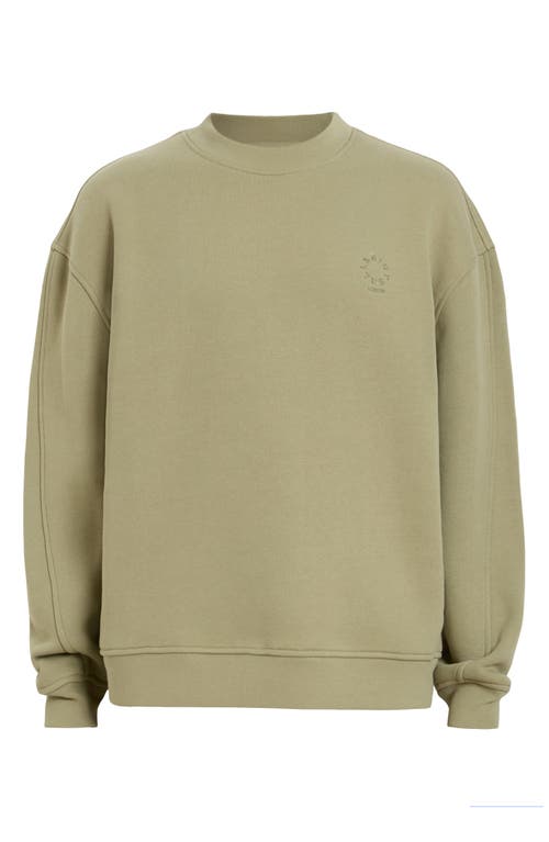 Allsaints Haven Embroidered Logo Oversized Sweatshirt In Light Ash Green