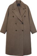 MANGO Picarol Double Breasted Wool Blend Coat
