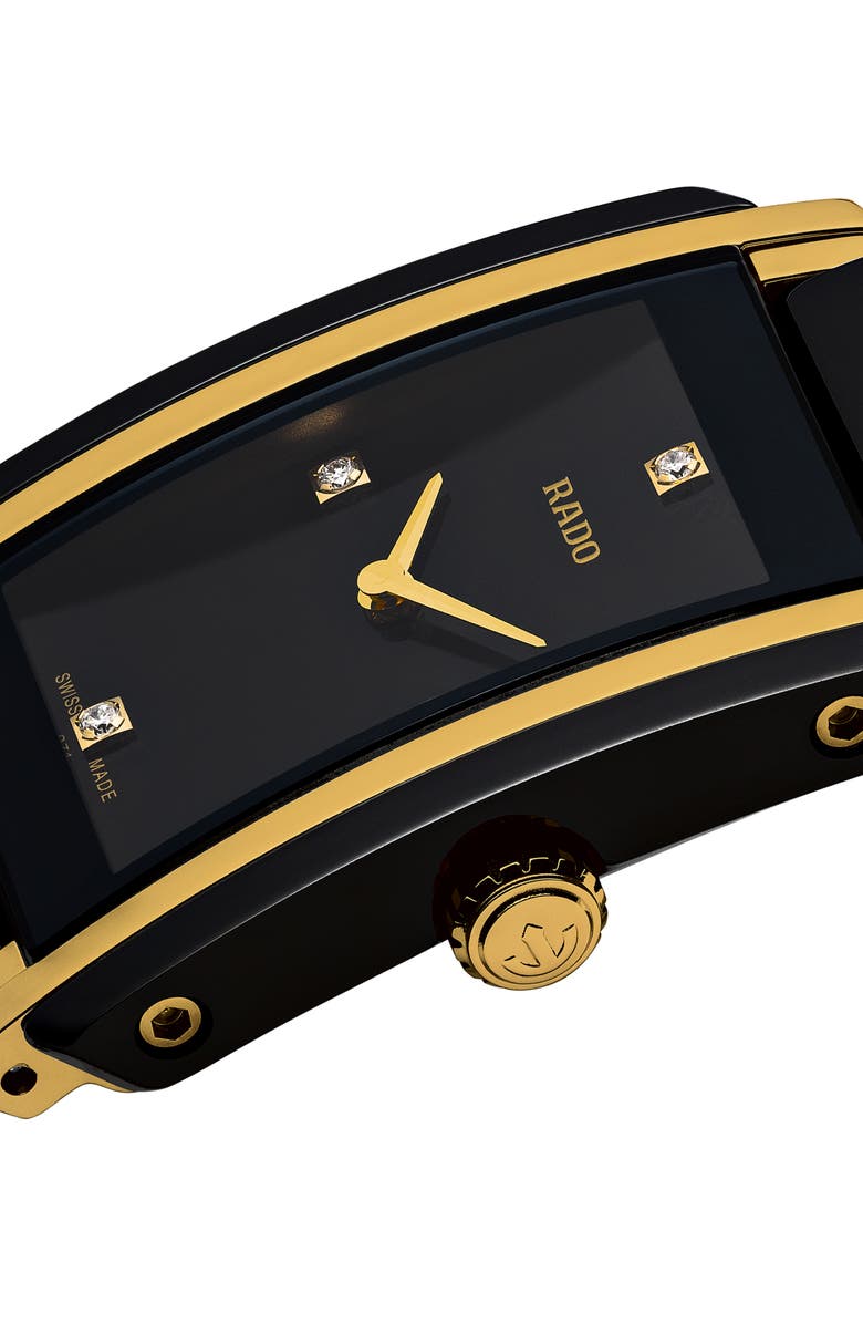 RADO Integral Diamonds Bracelet Watch, 22mm x 33mm, Alternate, color, Gold/Black