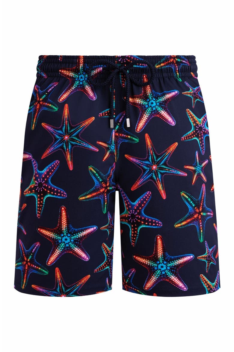 Men's Disco Stars Long Stretch Swim Shorts, Alternate, color, BLEU MARINE