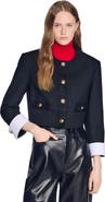 SANDRO Cropped striped wool jacket