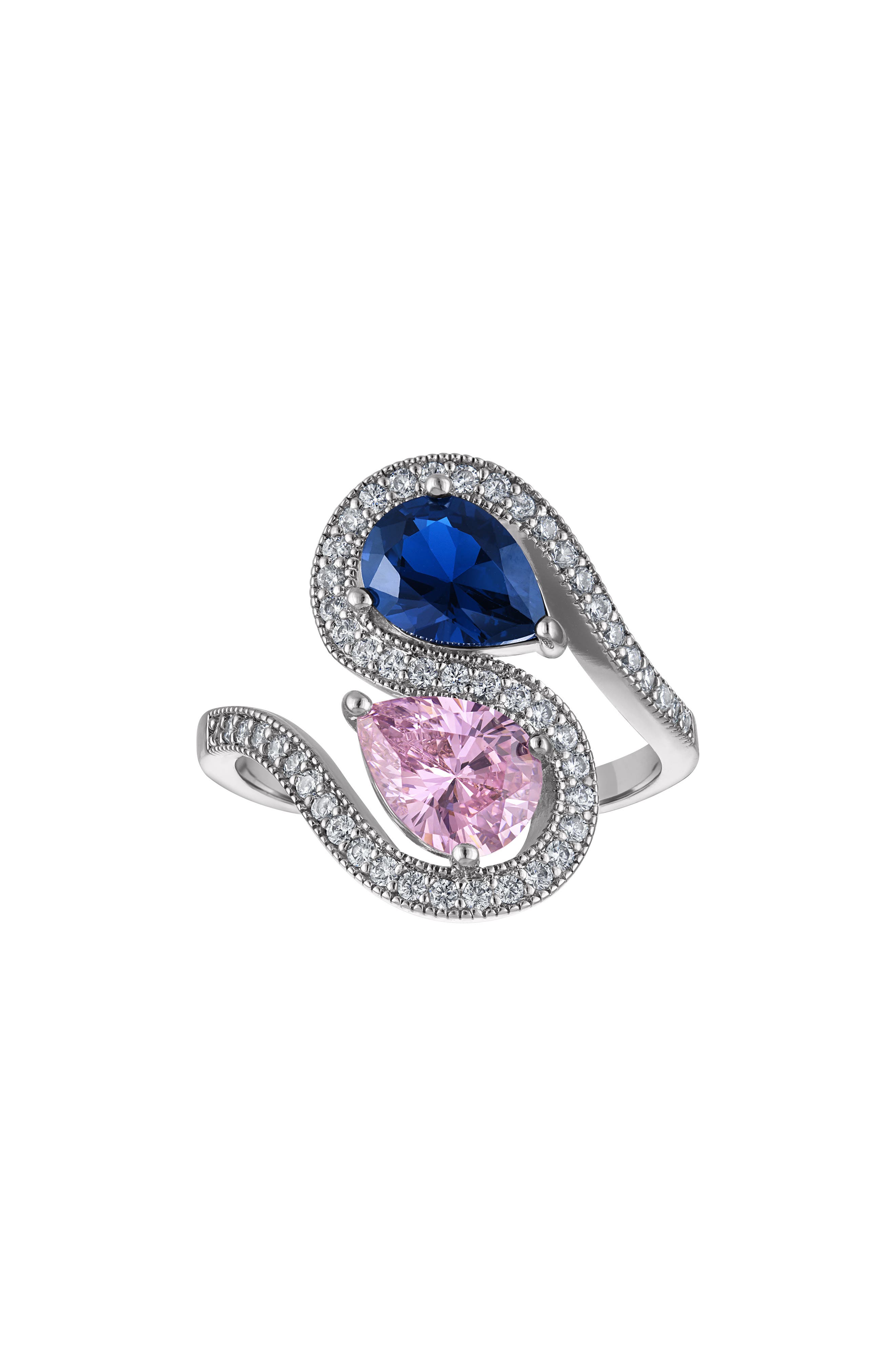Lab Created Sapphire and Pink Topaz Bypass Ring