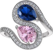 FZN Lab Created Sapphire and Pink Topaz Bypass Ring