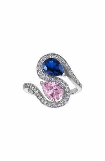 Lab Created Sapphire and Pink Topaz Bypass Ring