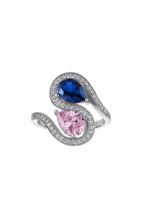 Lab Created Sapphire and Pink Topaz Bypass Ring