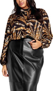 City Chic Elia Palm Print Shirt