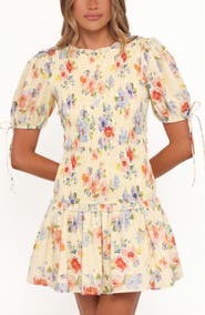 Petal & Pup Kaelyn Floral Smocked Bodice Drop Waist Cotton Minidress