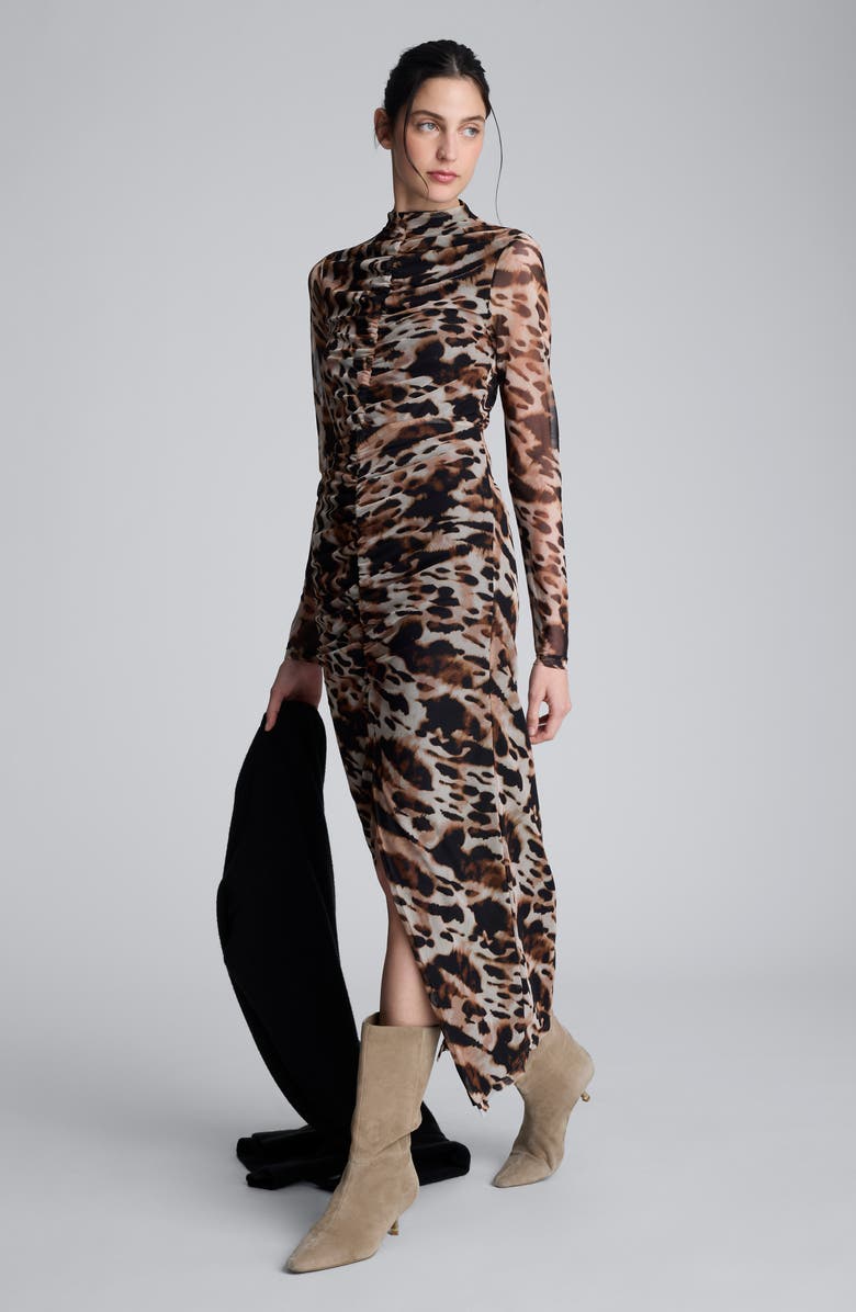 Kenneth Cole Ruched Midi Skirt, Alternate, color, Black Multi