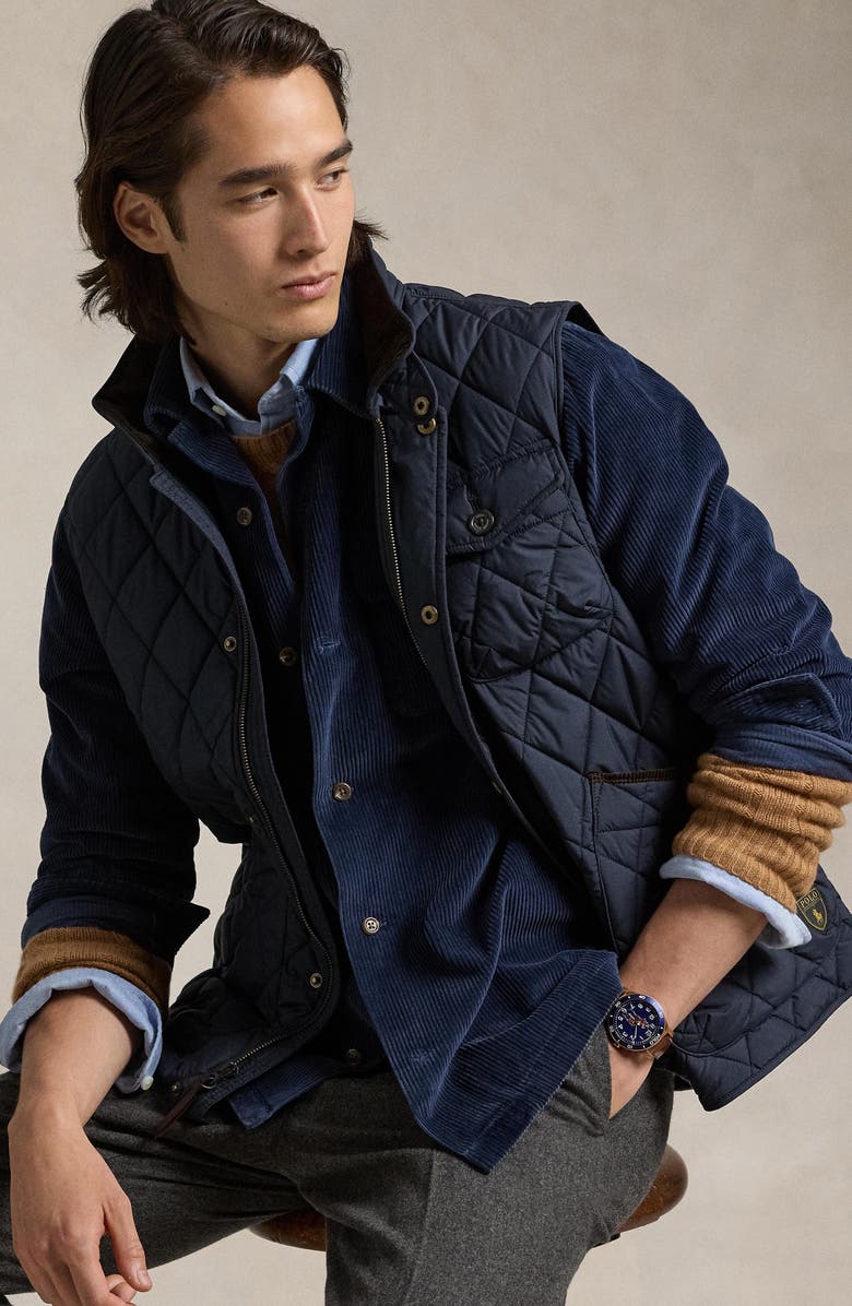 Polo Ralph Lauren Beaton Quilted Utility Vest, Alternate, color, College Navy