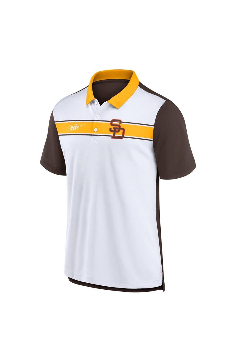 Nike Men's Nike  White/Brown San Diego Padres Rewind Stripe Polo, Alternate, color, 