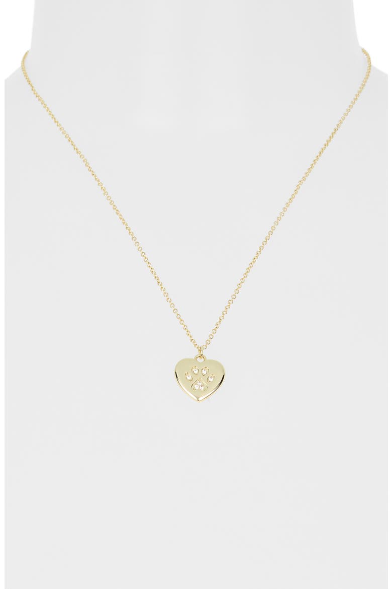 Paw Print Heart Pendant Necklace, Alternate, color, CLEAR- GOLD