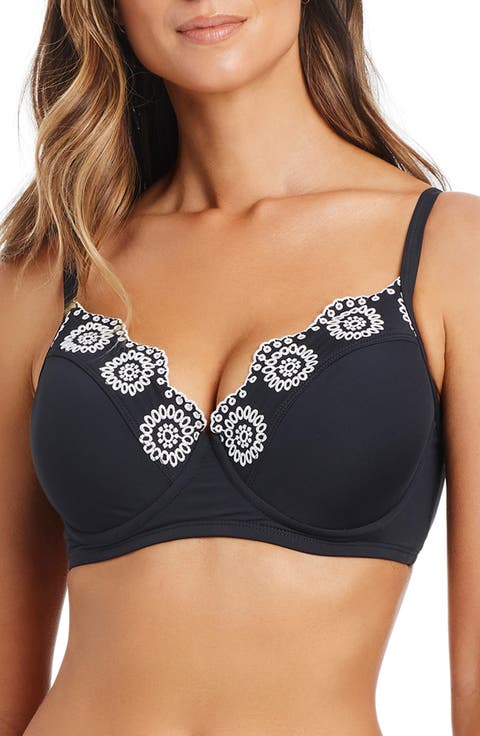 Scalloped Eyelet Underwire Bikini Top