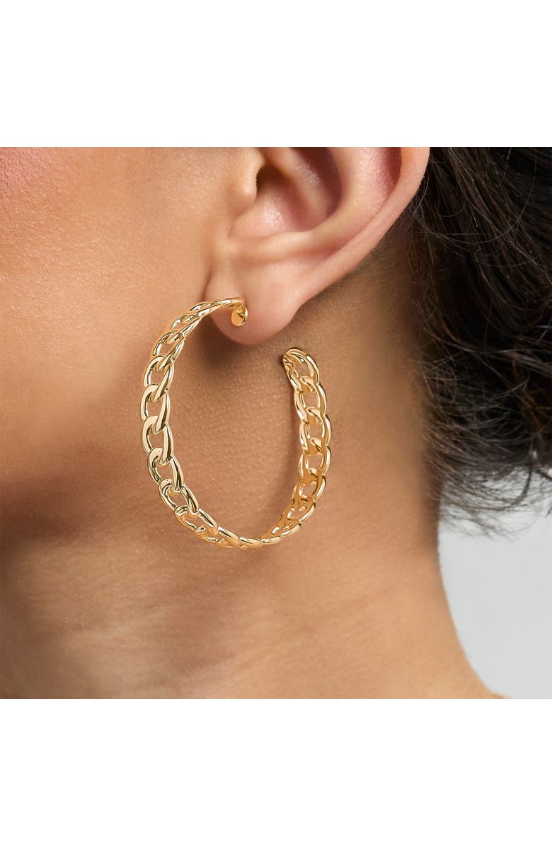 Jessica Simpson 3-Piece Hoop and Chain Hoop Earring Set in Gold-Tone, Alternate, color, Gold