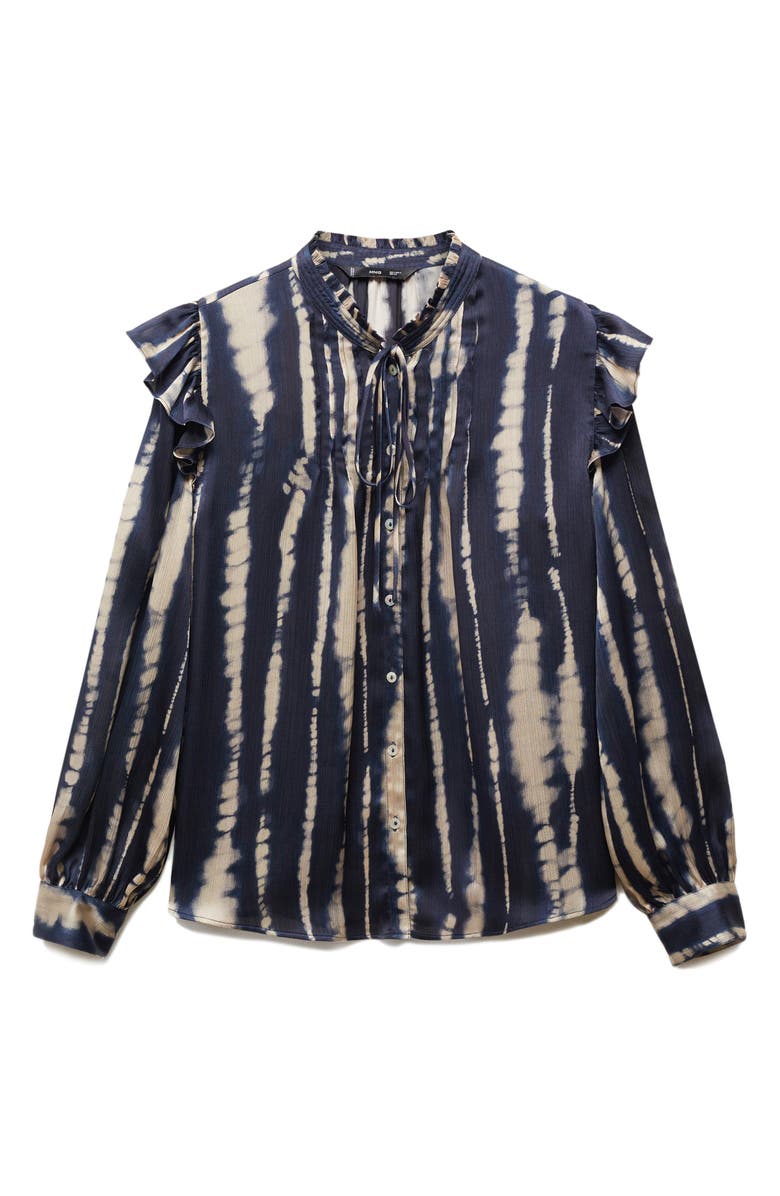 MANGO Catania 2 Tie Ruffle Dye Button-Up Shirt, Alternate, color, 