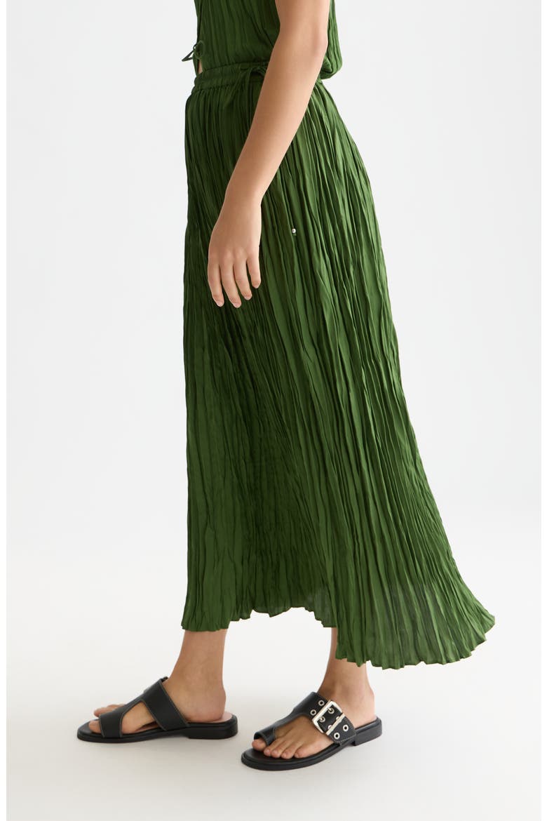 Pleated Drawstring Midi Skirt, Alternate, color, GARDEN GREEN