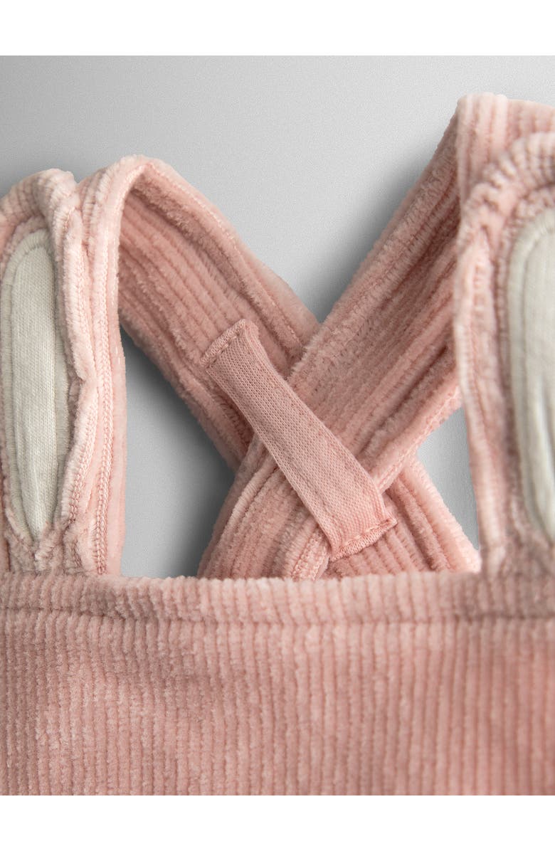 JOJO MAMAN BEBE Long Sleeve Pointelle Knit Bodysuit & Bunny Corduroy Pinafore Dress Set, Alternate, color, Pale Pink