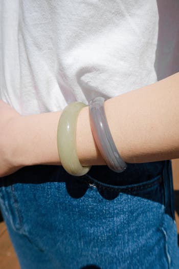 Smoke Opaque Green Jade Stone Bangle