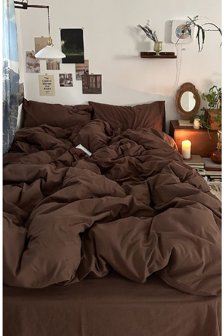 Latte Modern Minimalist Bedding Set, Alternate, color, Latte Brown, Flat