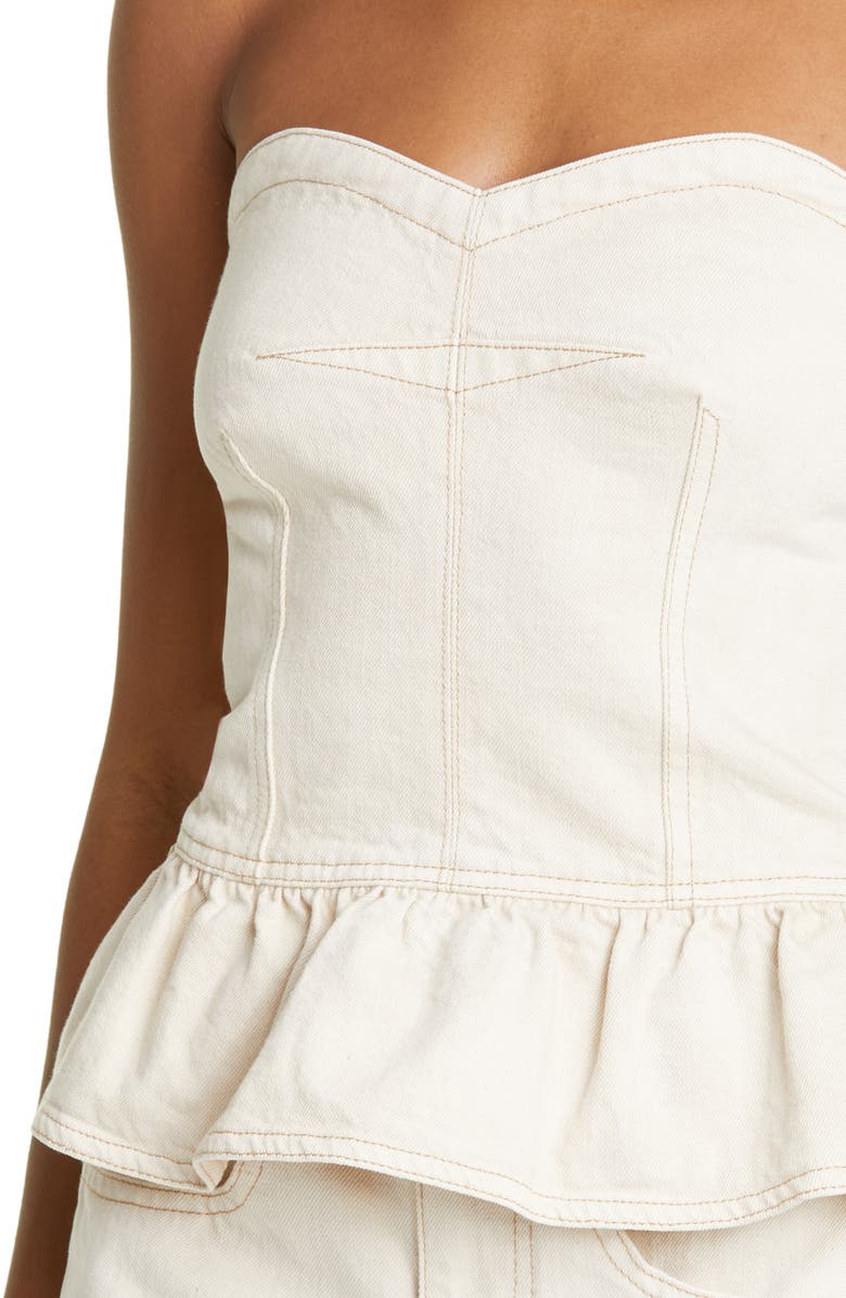 Isabel Marant Étoile Solizinia Strapless Cotton Top, Alternate, color, Ecru