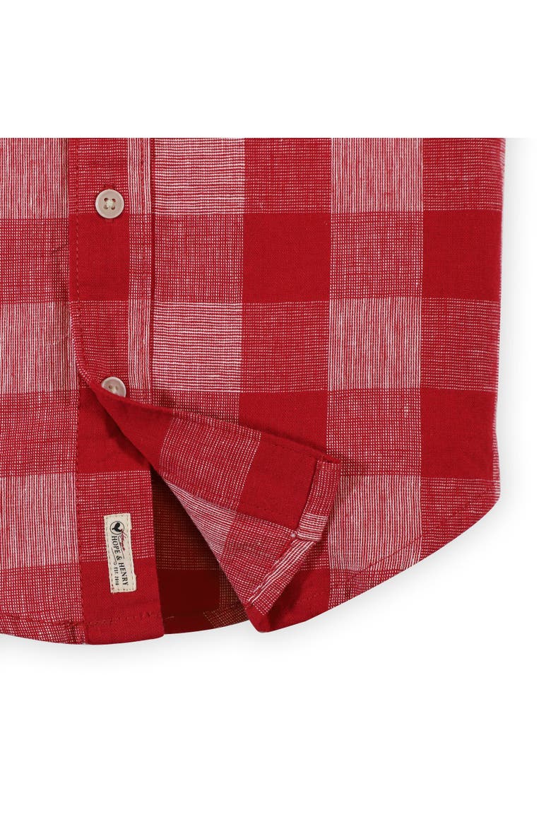 Boys' Linen Short Sleeve Button Down Shirt, Infant, Alternate, color, Red Pencil Check Linen