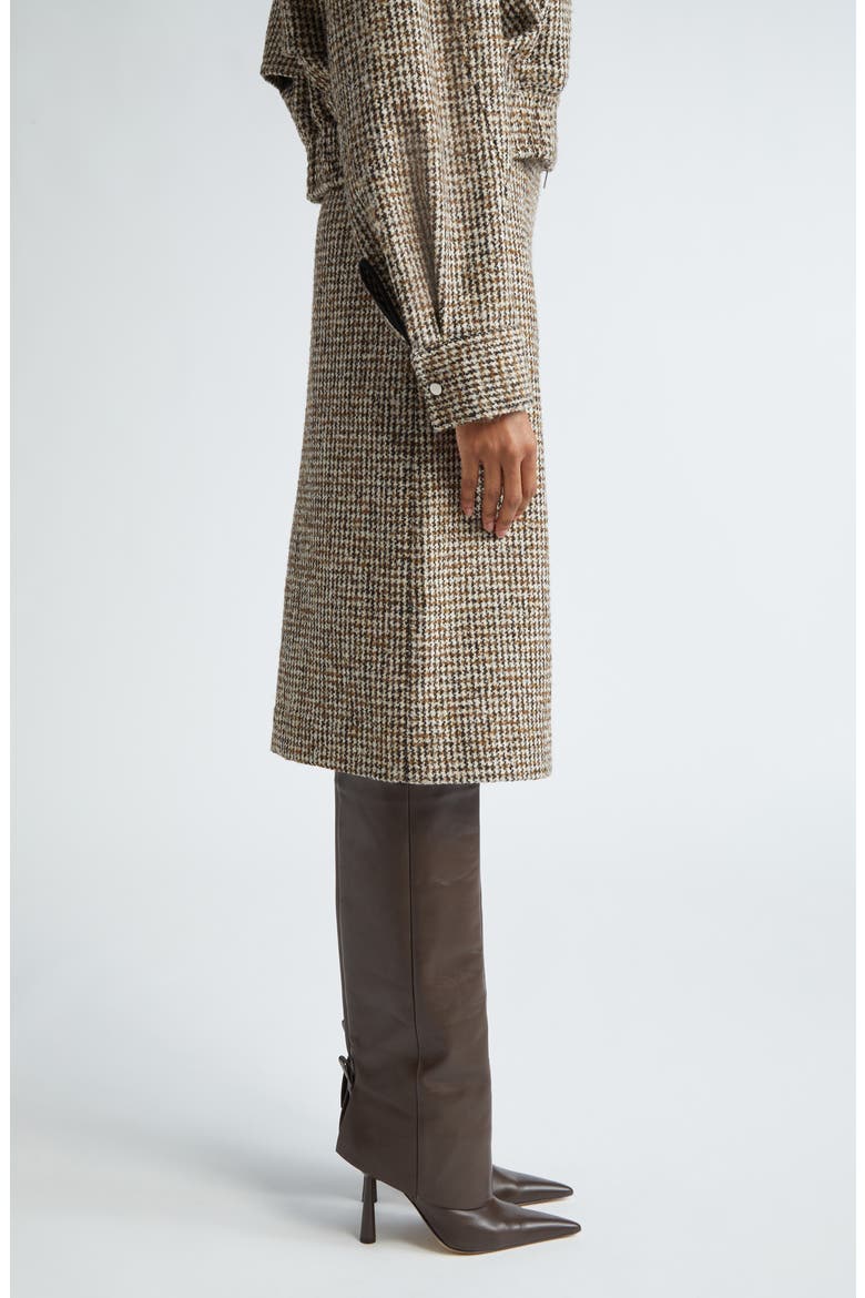 Cara Houndstooth Pencil Skirt, Alternate, color, CREAM/BROWN