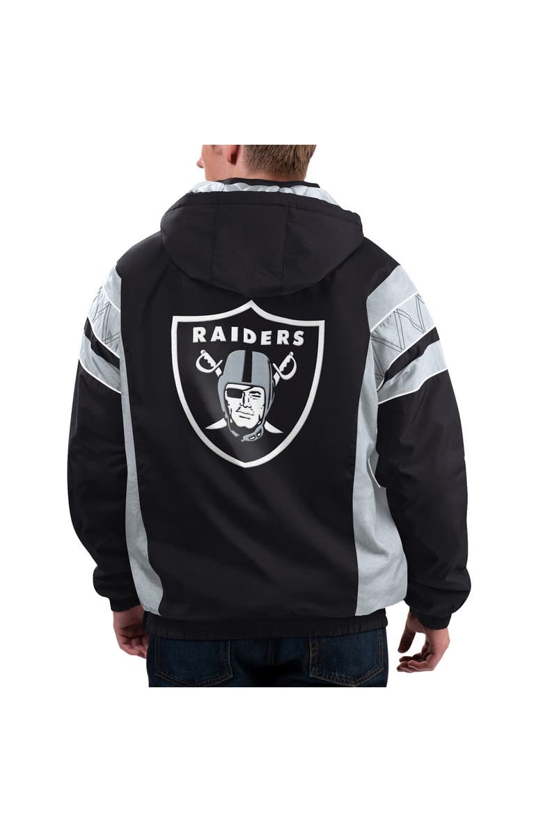STARTER Men's Starter Black/Silver Las Vegas Raiders Home Team Half-Zip Hoodie Jacket, Alternate, color,