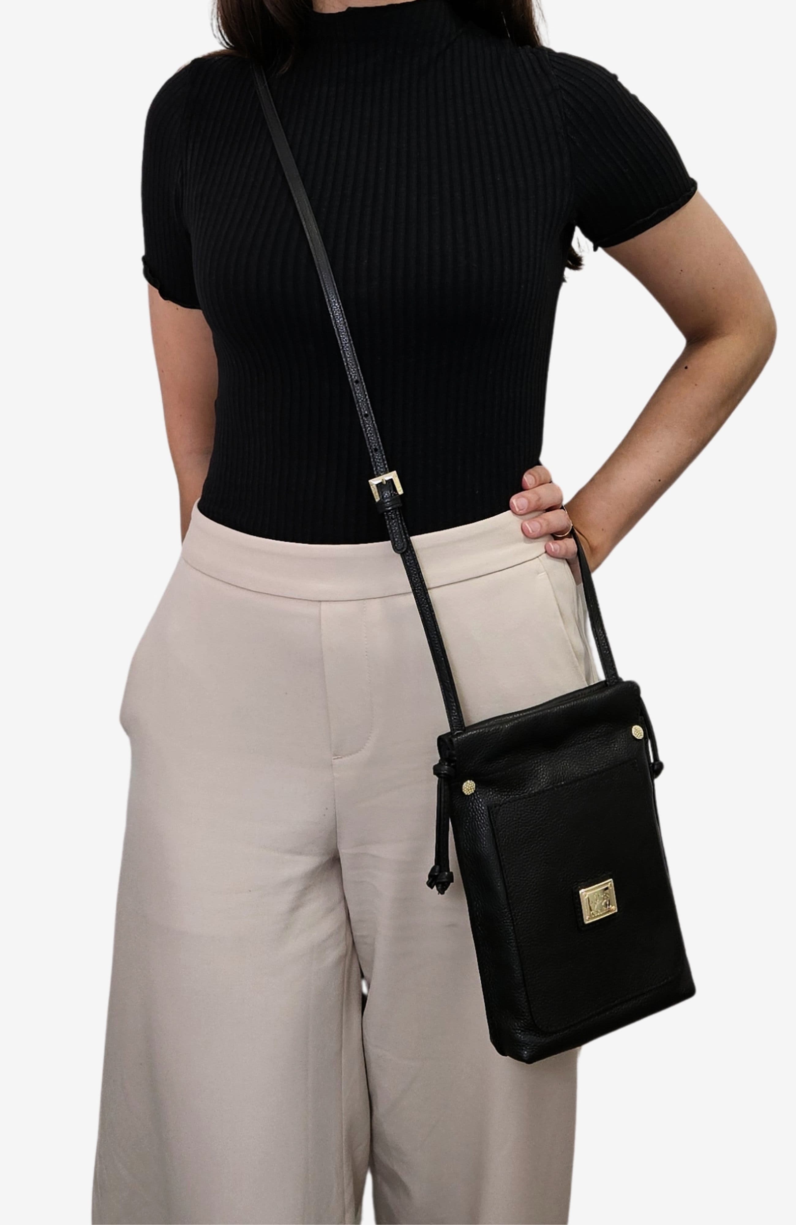 Muse 561 Pebbled Leather Small Crossbody Bag, Alternate, color, Black