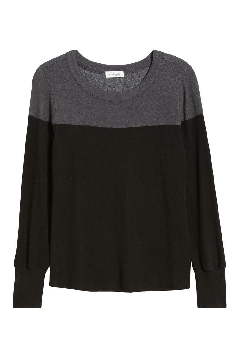 Block Crewneck Top, Alternate, color, GREY/ BLACK