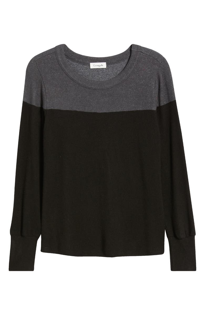 Loveappella Block Crewneck Top, Alternate, color, Grey/ Black