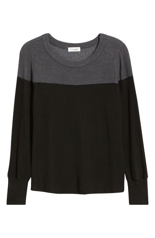Loveappella Block Crewneck Top In Black
