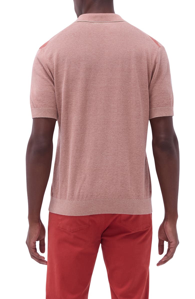 Bugatchi Johnny Collar Cotton & Silk Polo Sweater, Alternate, color, Sand