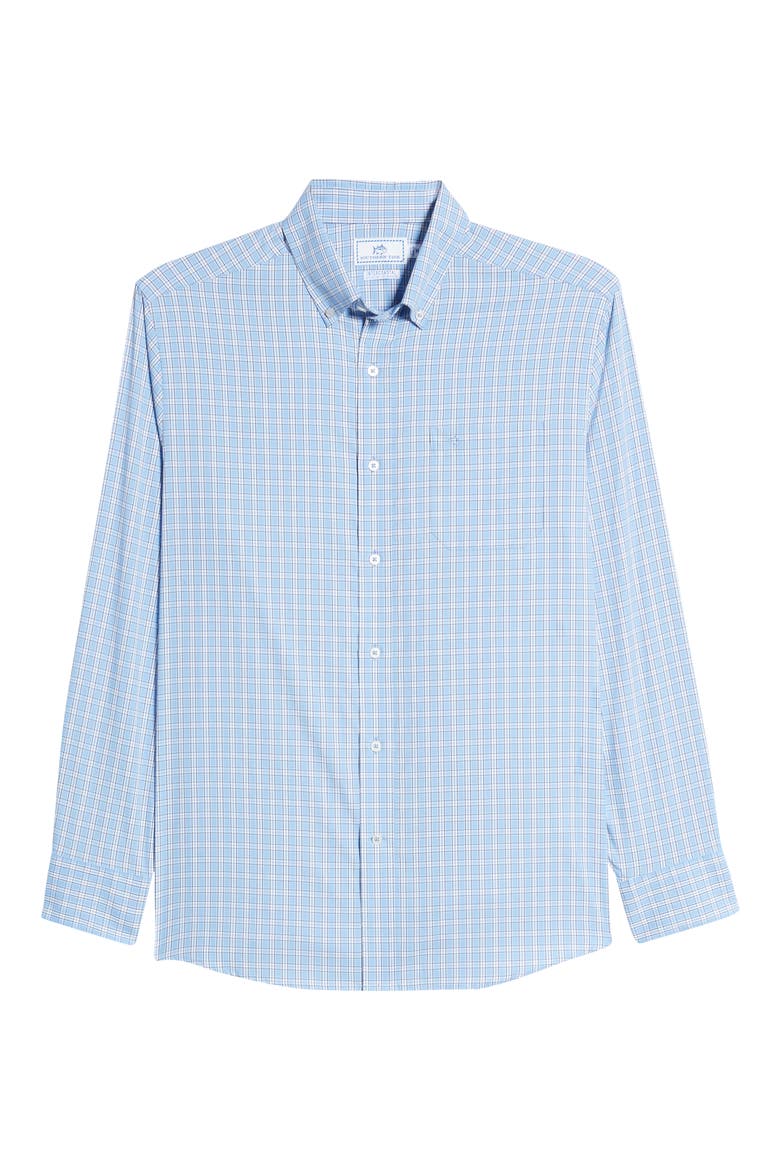 Intercoastal Brrr Yawl Check Button-Down Performance Shirt, Alternate, color, HURRICANE BLUE