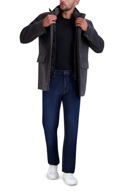 Cole Haan Melton Wool Blend Field Coat In Gray