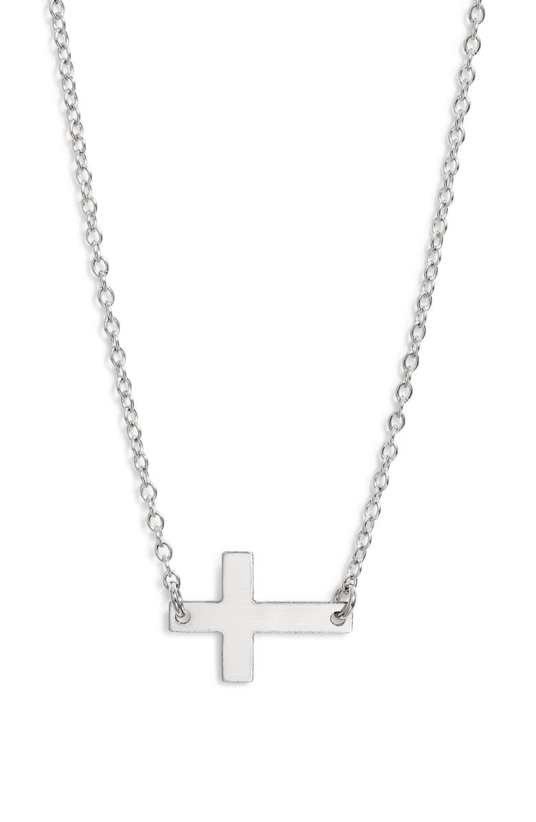 Nashelle Cross Pendant Necklace, Main, color, Sterling Silver