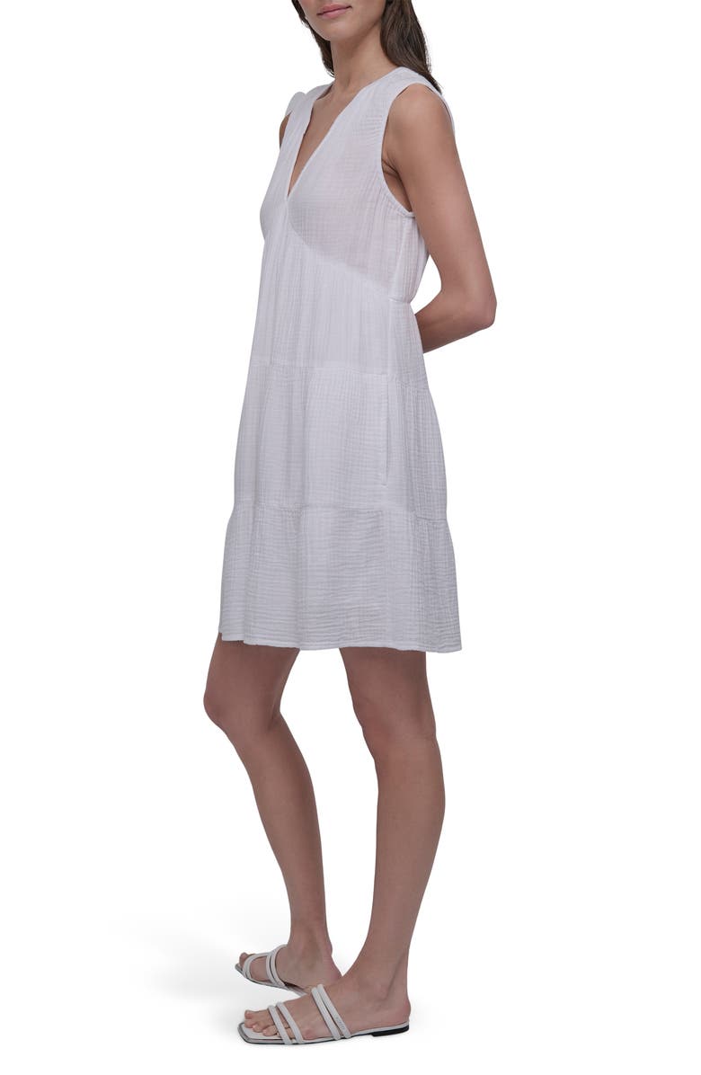 DKNY Jeans Double Crepe Cotton Gauze Dress, Alternate, color, White