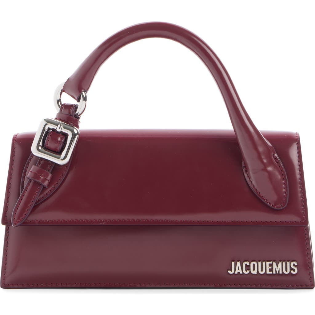 Jacquemus Burgundy Brusched Leather Le Chiquito Long Boucle Handbag In Red