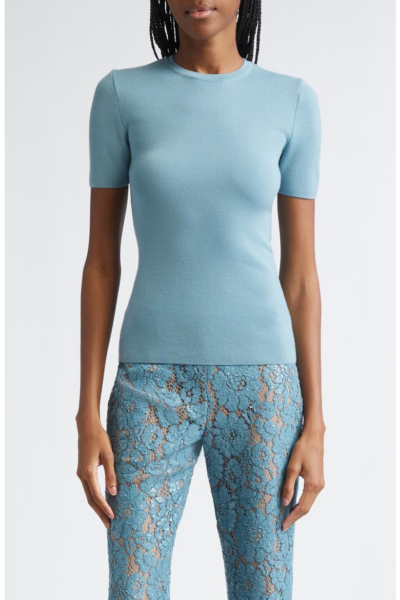 Short Sleeve Cashmere Sweater, Main, color, SEAGLASS