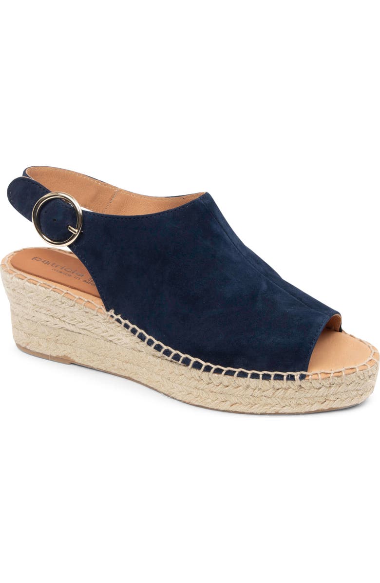 patricia green Stella Slingback Espadrille Platform Wedge Sandal, Main, color, Navy Suede